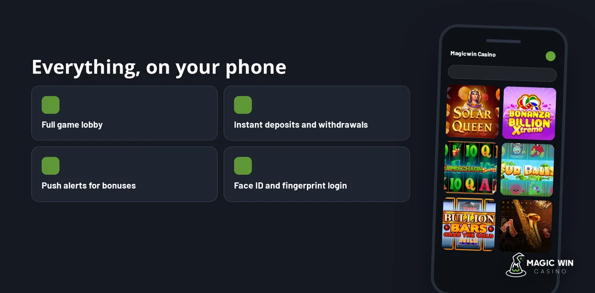View mobile casino features