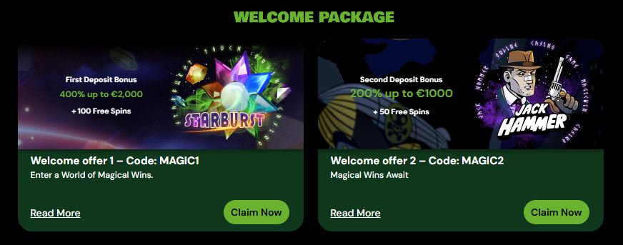Claim generous welcome package with free spins bonuses